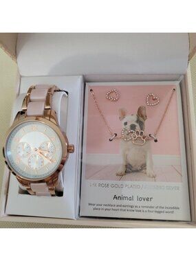 Alexis B. pink watch and necklace set #luxury #jewelry